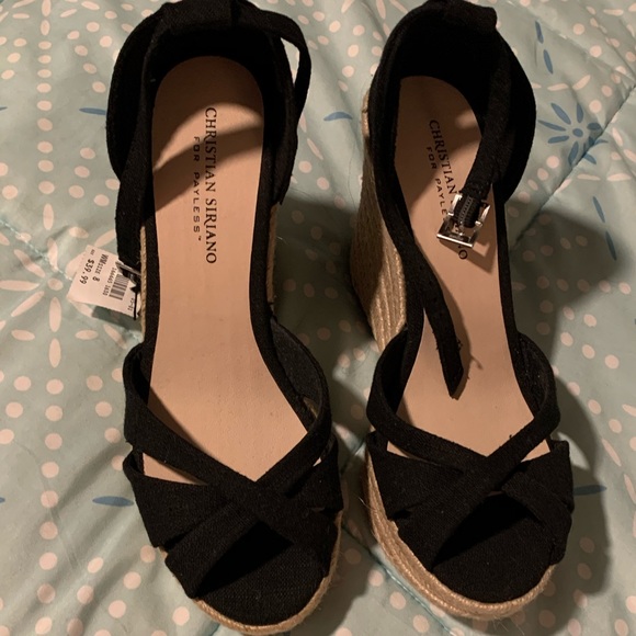 Black Wedge Sandals - Picture 2 of 2